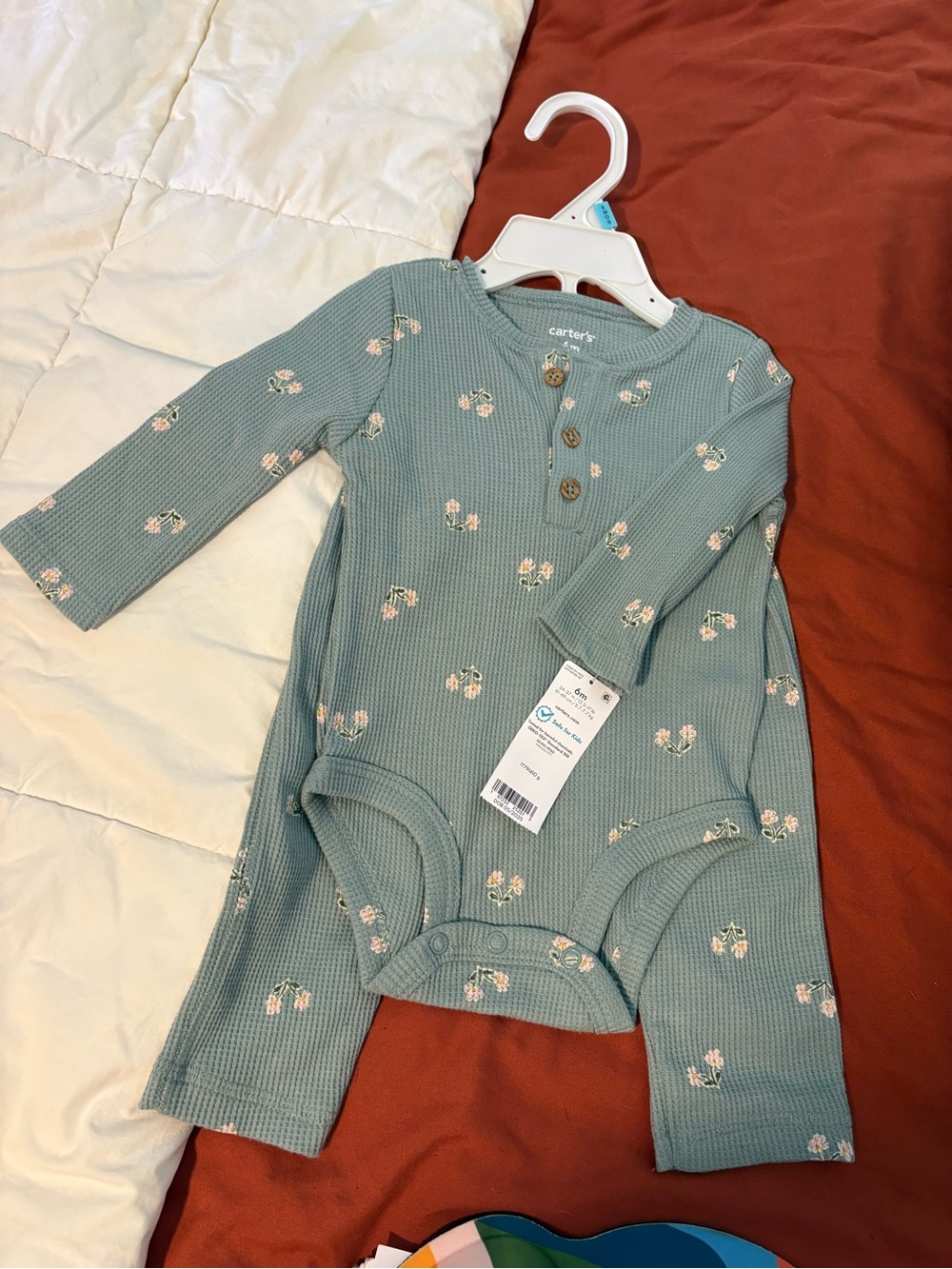 Carter's Sage Green Waffle-Knit Long Sleeve & Pants Set